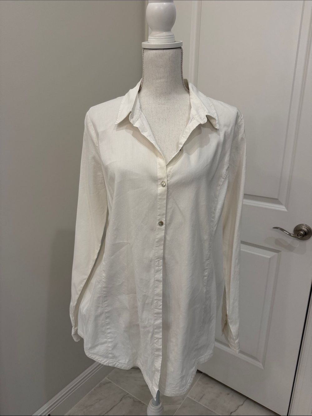 Eileen Fisher Ivory Button-Front Shirt